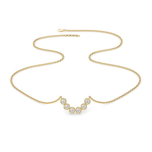 Bezel Duo Pure Gold Lab Diamond Pendant and Necklace Set - Front View -2