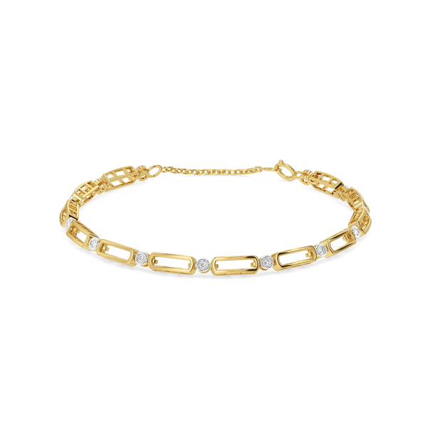 Tennis and Link Pure Gold Lab Diamond Stack Bracelet Set - Front View -1