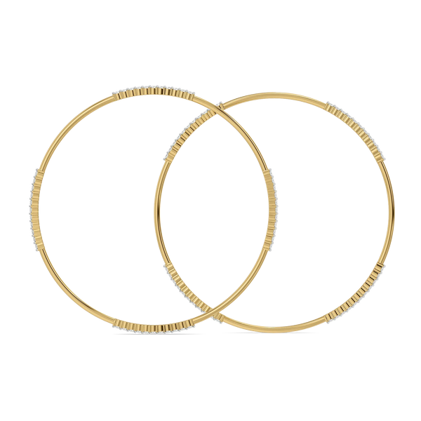 Diamond Spine Pure Gold Lab Diamond Round Bangle Set - Back Vovw