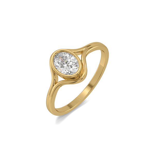Oval Bezel Lab Grown Diamond Ring - Perspective View