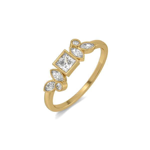Mixed Cut Lab Grown Diamond Ring - Perspective view