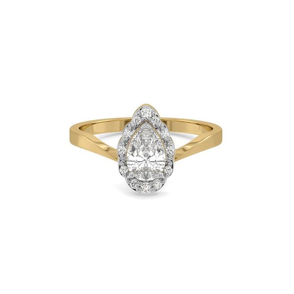 Crowned Pear Halo Lab Grown Diamond Ring - Front View