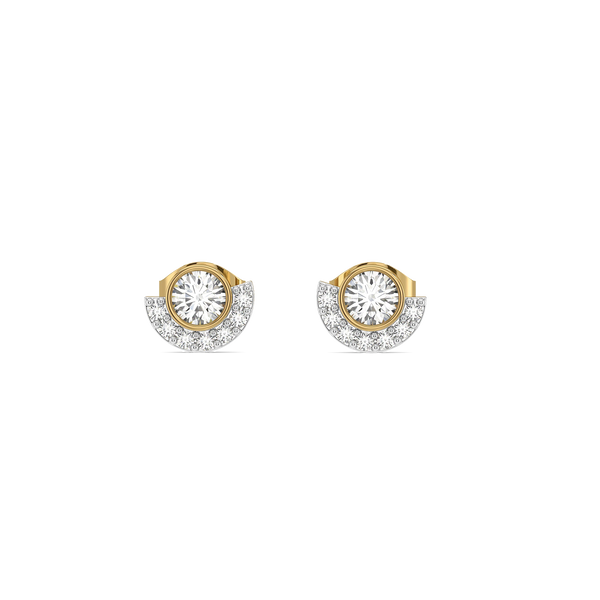 Round Half Halo Lab Grown Diamond Studs- Front view