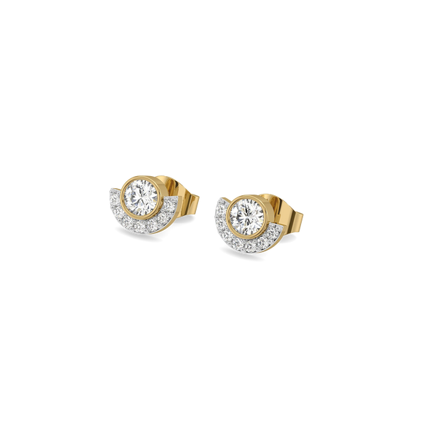 Round Half Halo Lab Grown Diamond Studs - Perspective View
