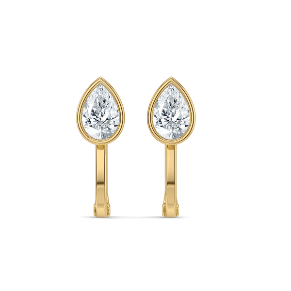Pear Hugged Lab Grown Diamond Hoop Earrings - Front View