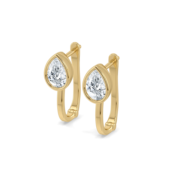 Pear Hugged Lab Grown Diamond Hoop Earrings - Perspective View