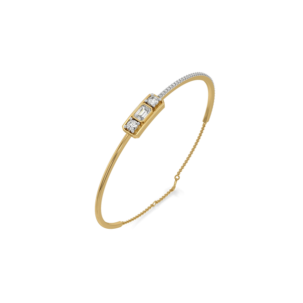 Emerald Bar Three Stone Lab Diamond Bangle - Perspective View