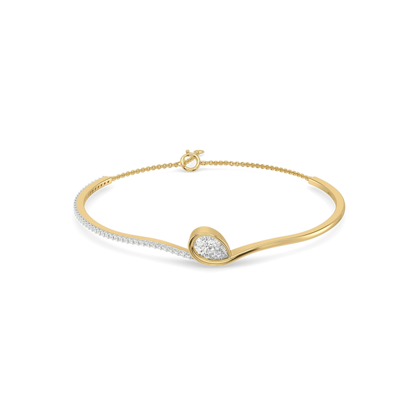 Pear Hugged Lab Grown Diamond Bangle - Front view