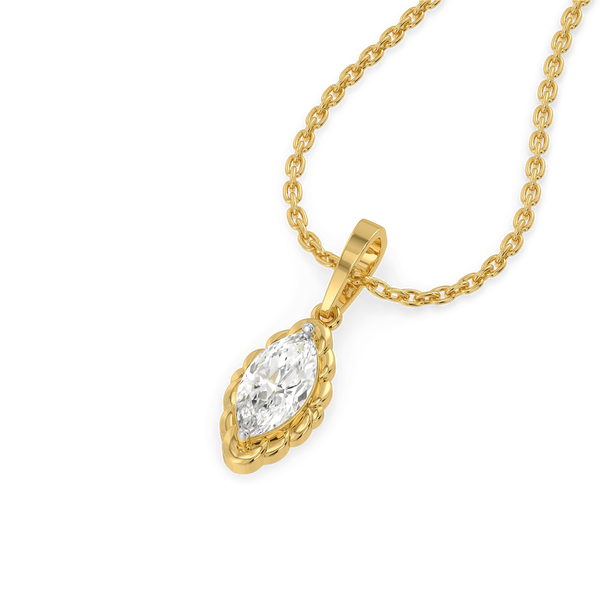 Vintage Marquise Lab Grown Diamond Pendant - Perspective View