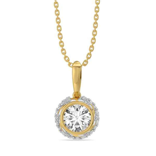 Twisted Round Halo Lab Grown Diamond Pendant - front View