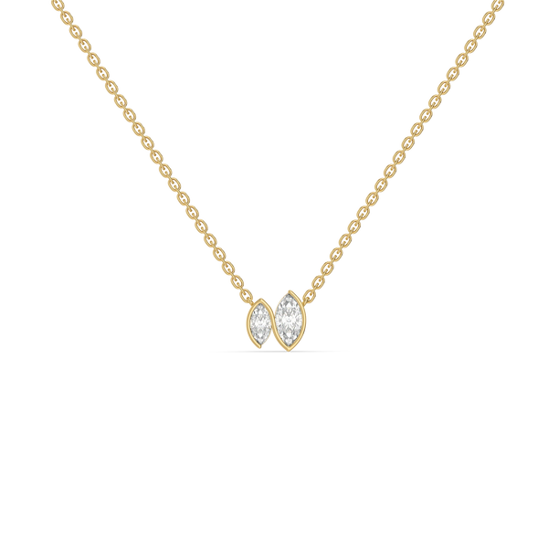 Twin Marquise Bezel Lab Grown Diamond Necklace - Front View
