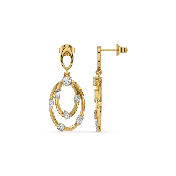 Dual Loop Lab Grown Diamond Drop Earrings