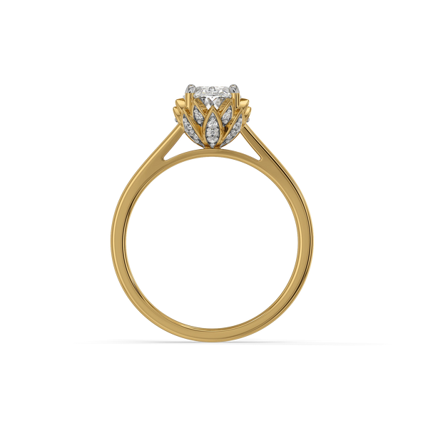 Oval Lotus Lab Grown Diamond Solitaire Ring - Top View