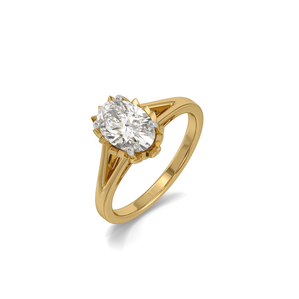 Oval Lotus Lab Grown Diamond Solitaire Ring - Perspective View
