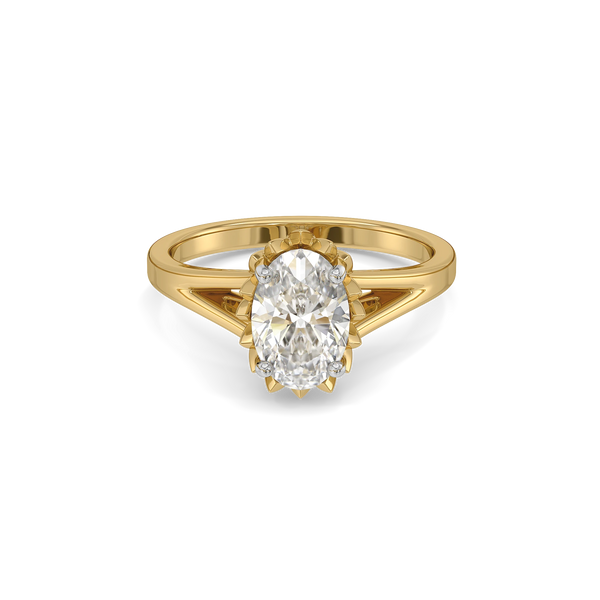 Oval Lotus Lab Grown Diamond Solitaire Ring - Front View