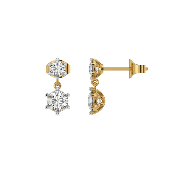 Two Stone Lab Grown Diamond Drop Earrings - Front & Side View