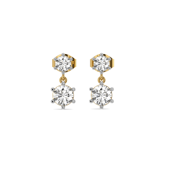 Two Stone Lab Grown Diamond Drop Earrings - Front View