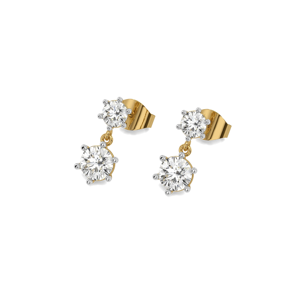 Two Stone Lab Grown Diamond Drop Earrings - Perspective View