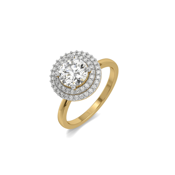 Double Halo Lab Grown Diamond Ring - Perspective View