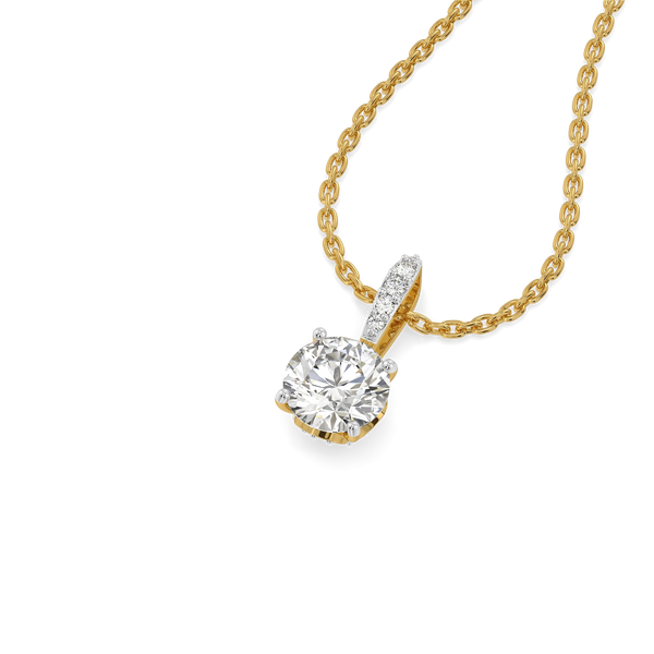 Classic Round Lab Grown Diamond Pendant - Perspective View