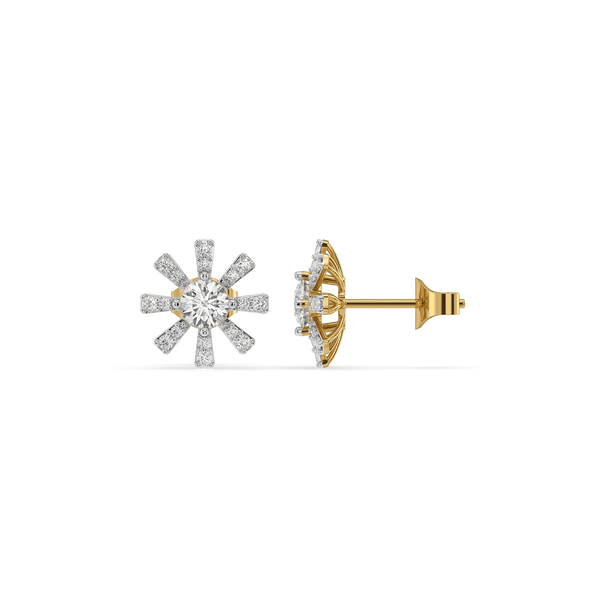 Starlit Cluster Lab Diamond Stud Earrings - Front & Side View