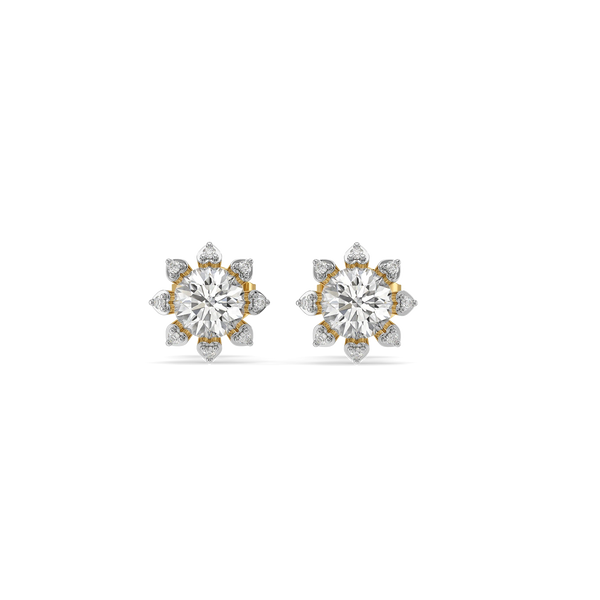 Star Bloom Lab Grown Diamond Earrings - Front View