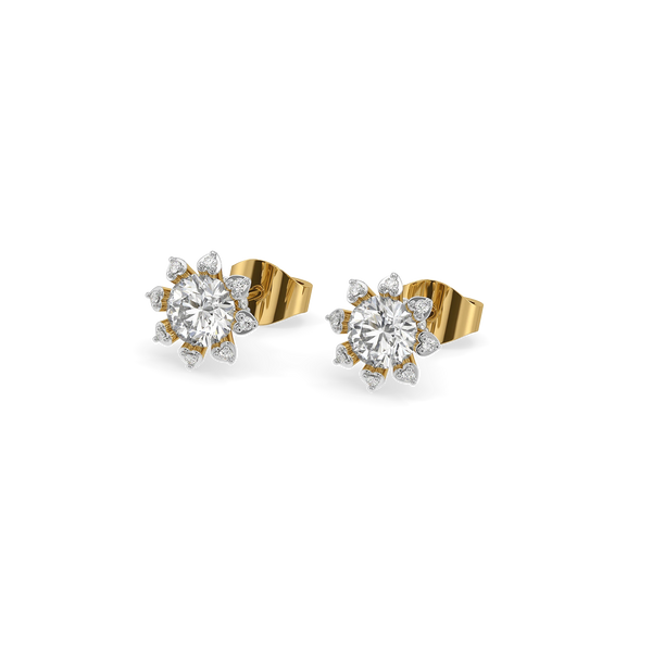 Star Bloom Lab Grown Diamond Earrings - Perspective View