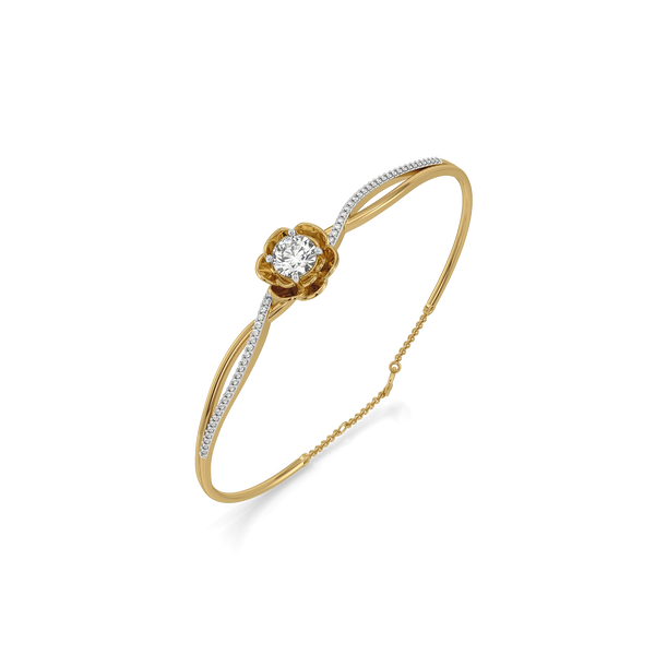 Golden Petal Lab Grown Diamond Bangle - Perspective View