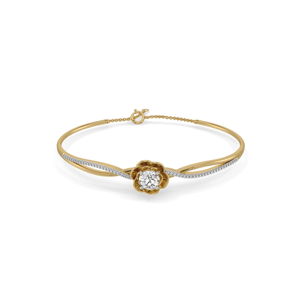 Golden Petal Lab Grown Diamond Bangle - Front View