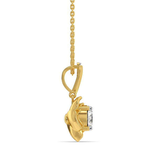 Golden Petal Lab Grown Diamond Pendant - Side View