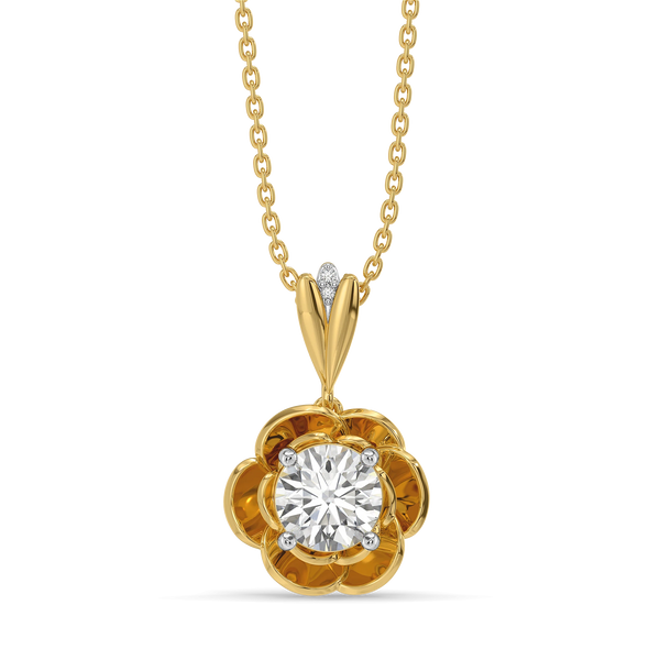 Golden Petal Lab Grown Diamond Pendant - Front View
