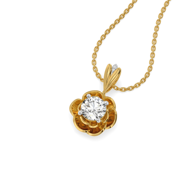 Golden Petal Lab Grown Diamond Pendant - Perspective View