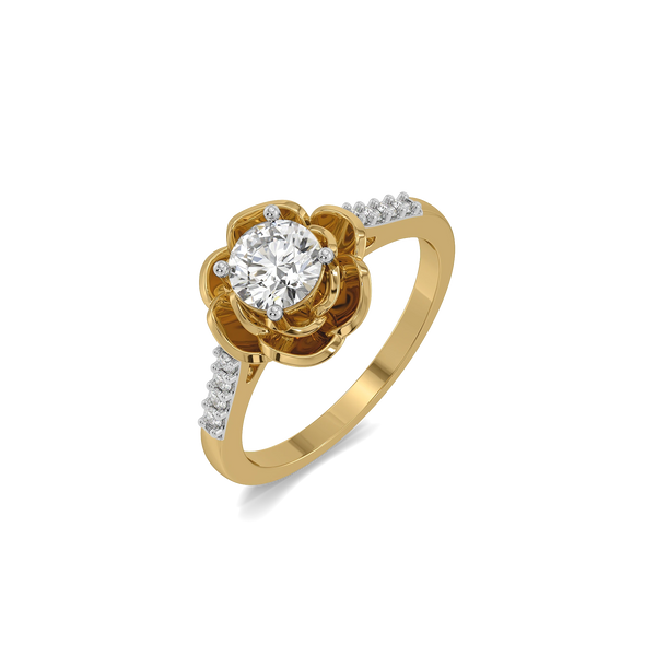 Golden Petal Lab Grown Diamond Ring - Perspective View