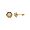 Golden Petal Lab Grown Diamond Studs - front & Side View
