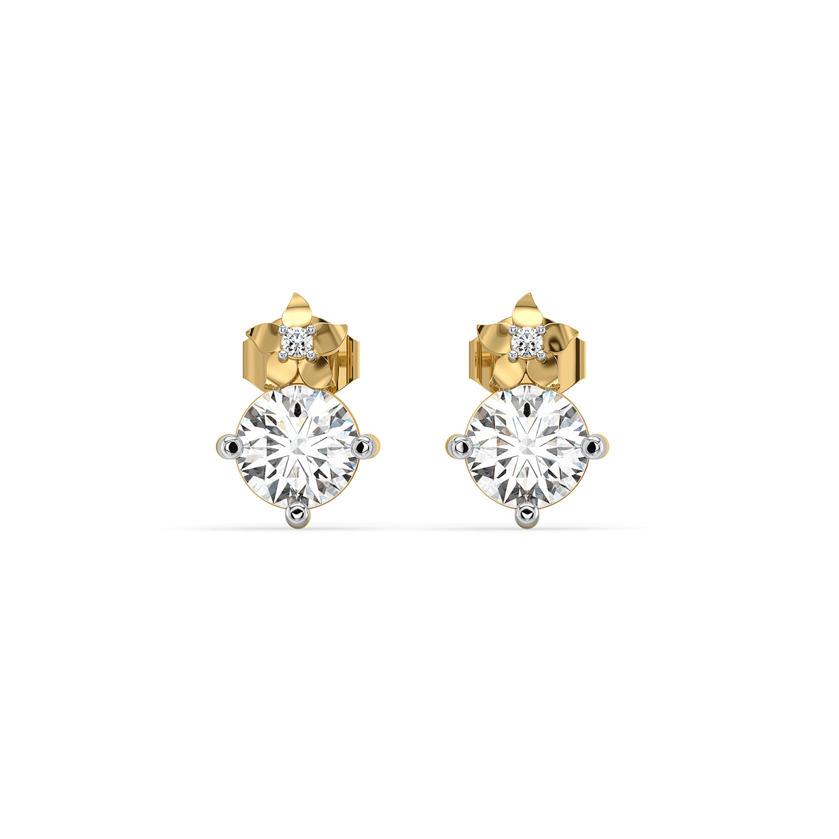 Floret Spark Studs - Pure Gold Lab Diamond Solitaire Earrings