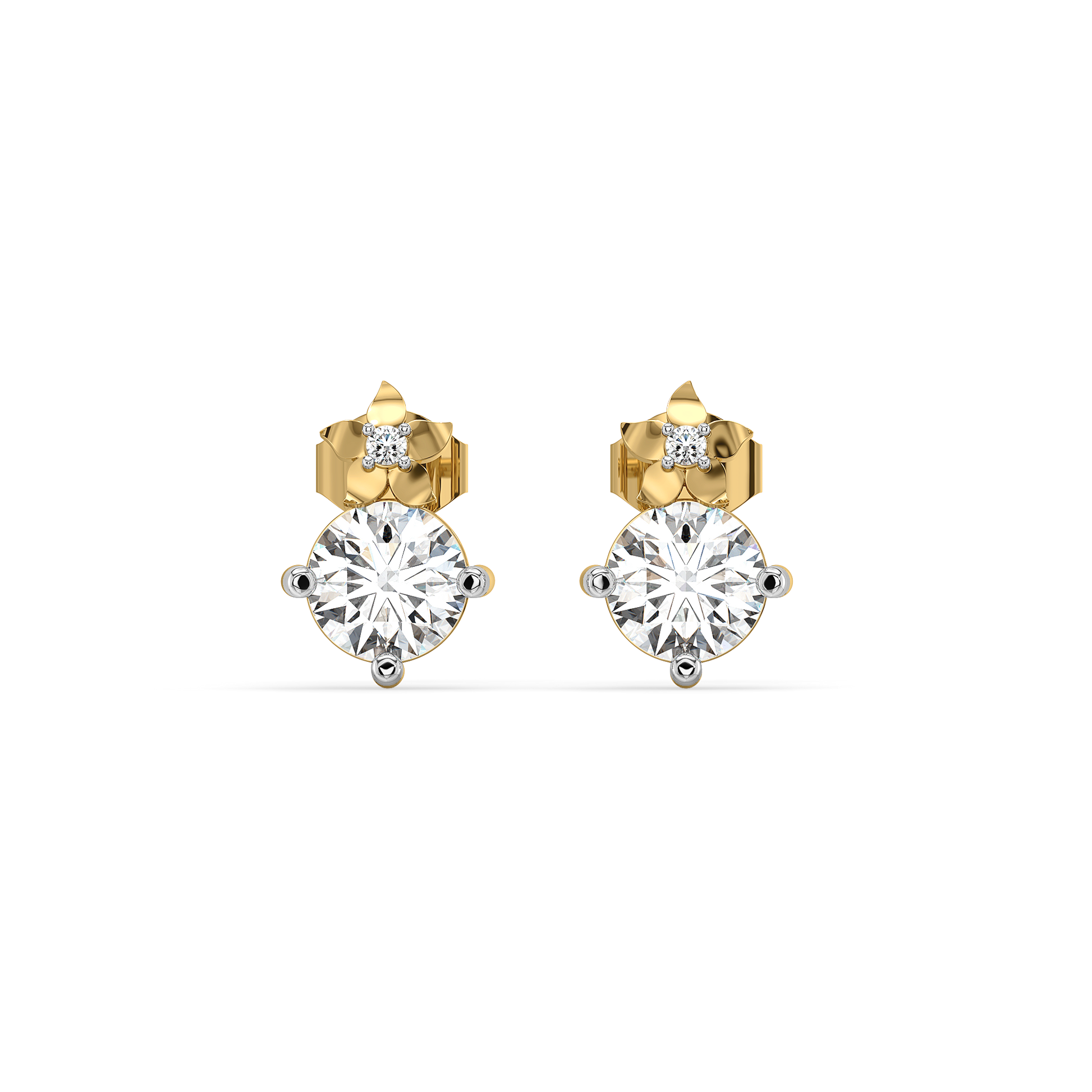 Floret Spark Studs - Pure Gold Lab Diamond Solitaire Earrings