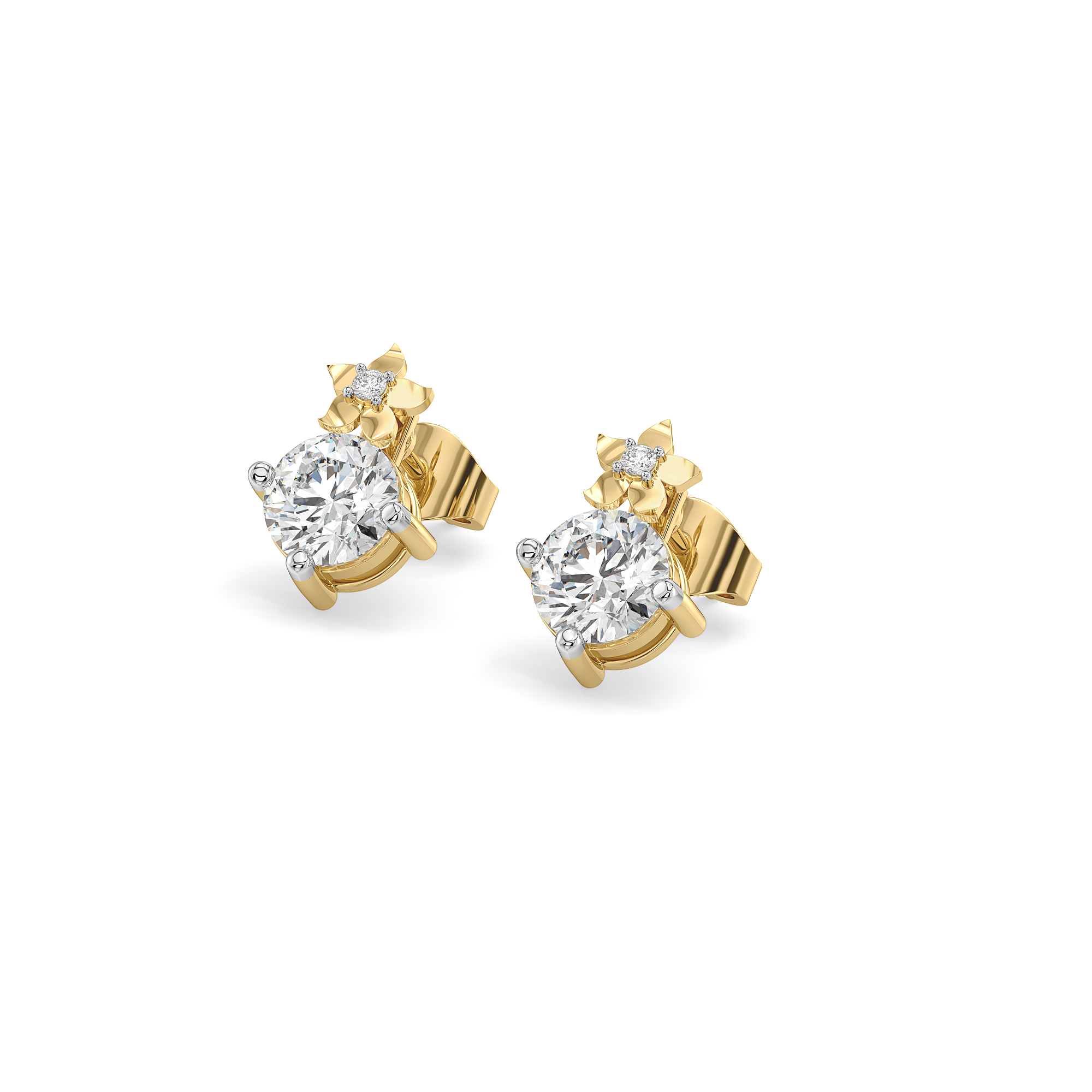 Floret Spark Studs - Pure Gold Lab Diamond Solitaire Earrings