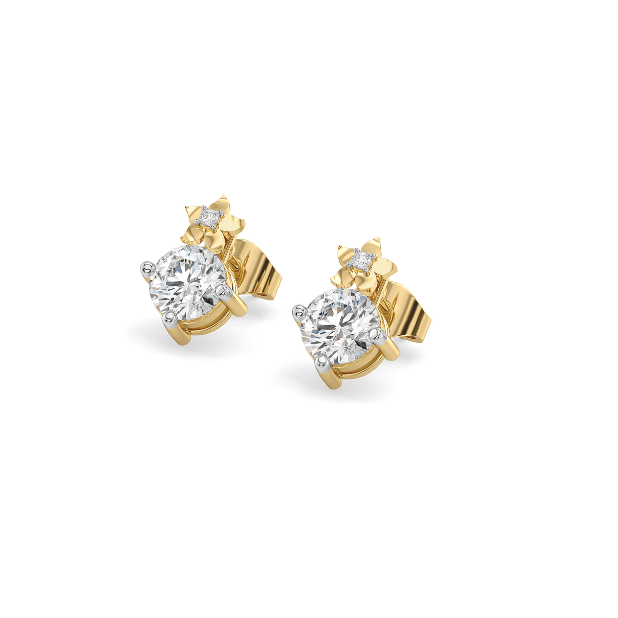 Floret Spark Studs - Pure Gold Lab Diamond Solitaire Earrings
