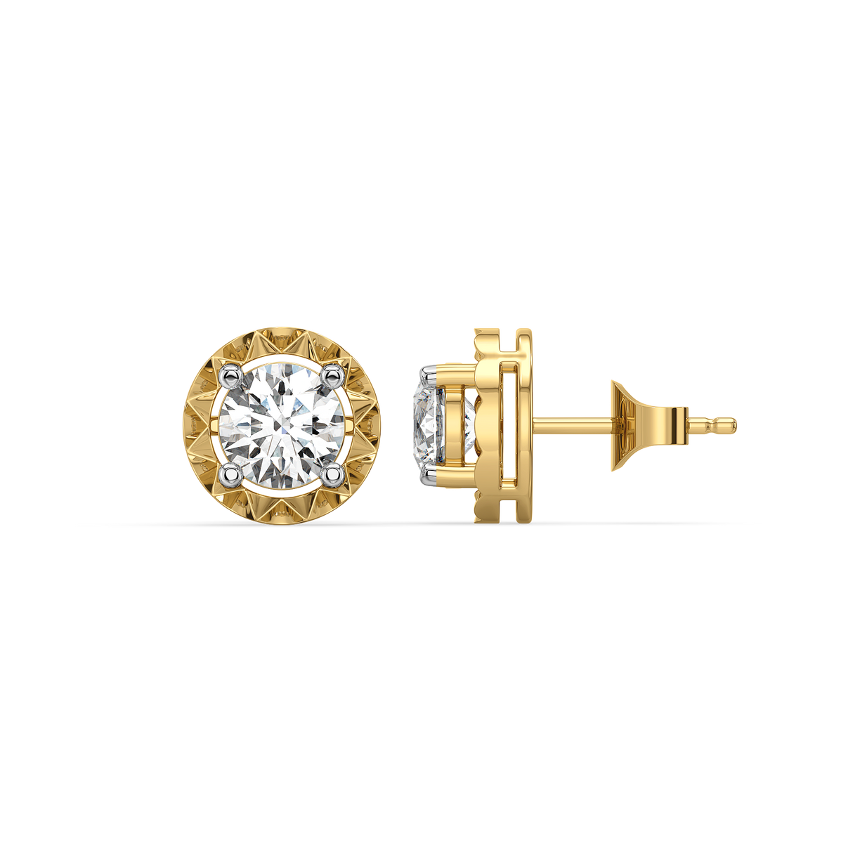 Solitaire Shine - Pure Gold Lab Diamond Stud Earrings