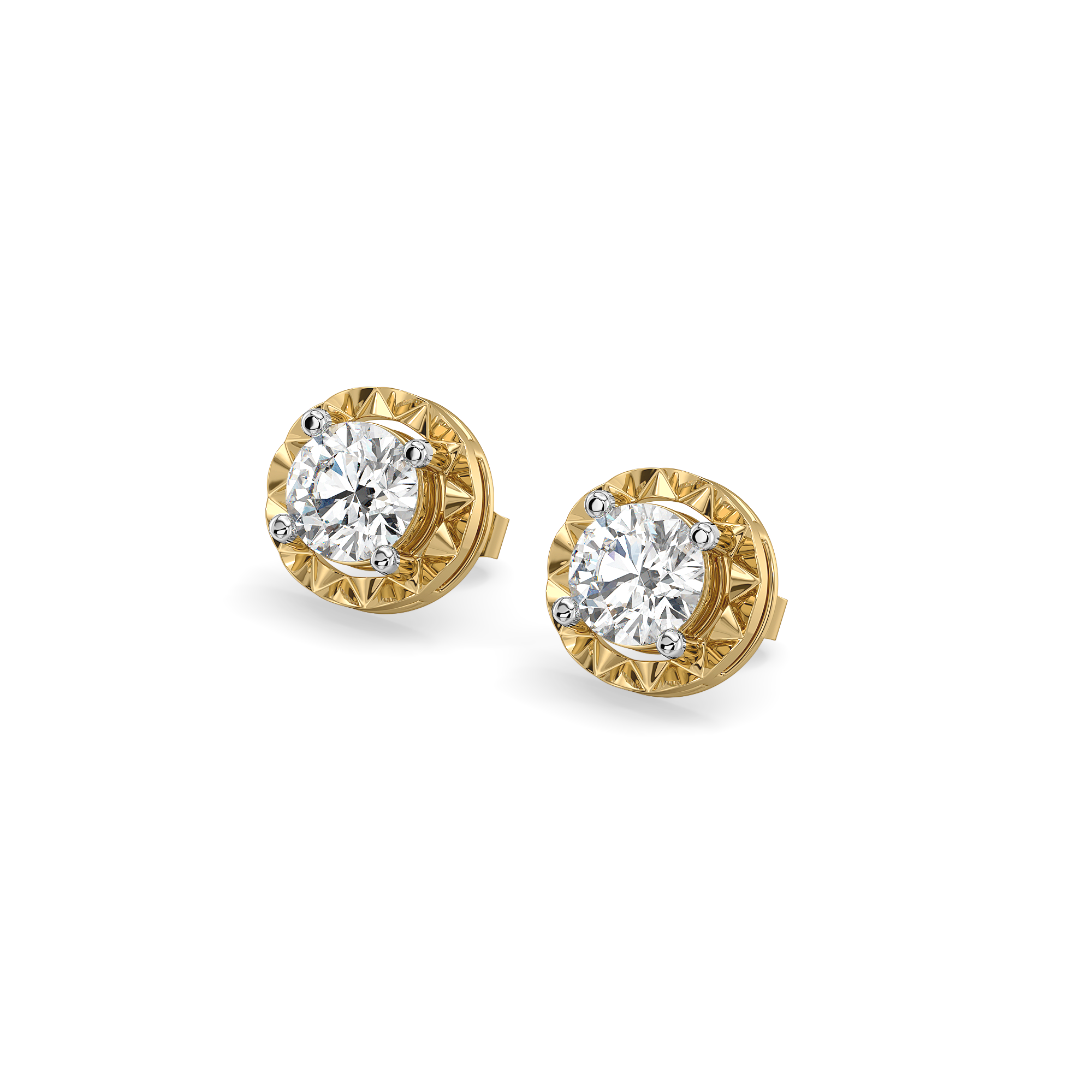 Solitaire Shine - Pure Gold Lab Diamond Stud Earrings