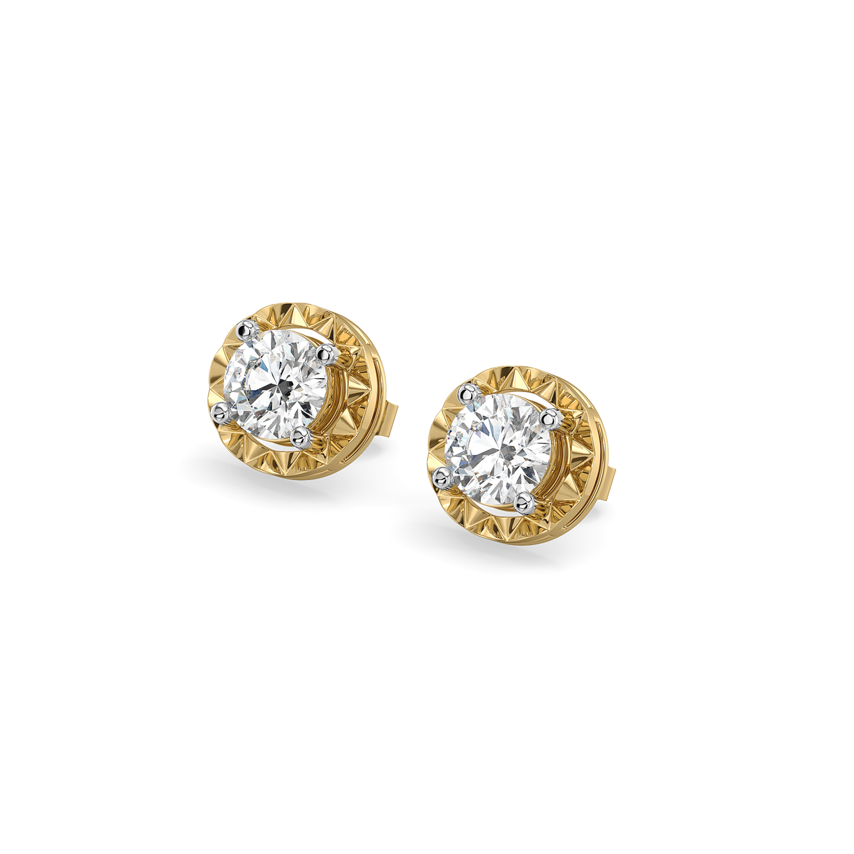 Solitaire Shine - Pure Gold Lab Diamond Stud Earrings