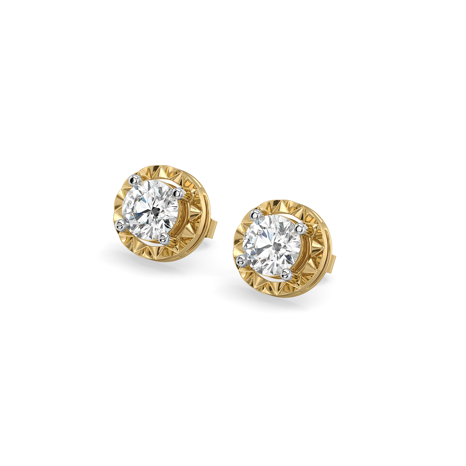 Solitaire Shine - Pure Gold Lab Diamond Stud Earrings