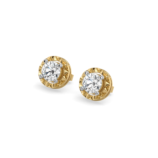 Solitaire Shine Pure Gold Lab Diamond Stud Earrings for Women | Lukson