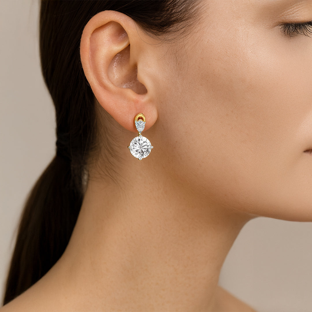 Sunlit Tear Drops - Pure Gold Lab Diamond Earrings