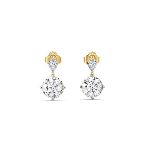 Lukson Sunlit Tear Pure Gold Lab Diamond Drops Earrings for Women