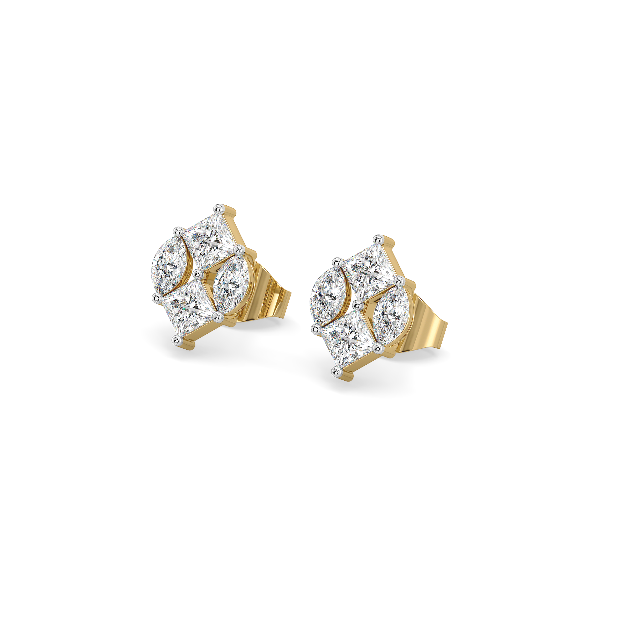 Queen’s Crown Studs - Pure Gold Lab Diamond Earrings