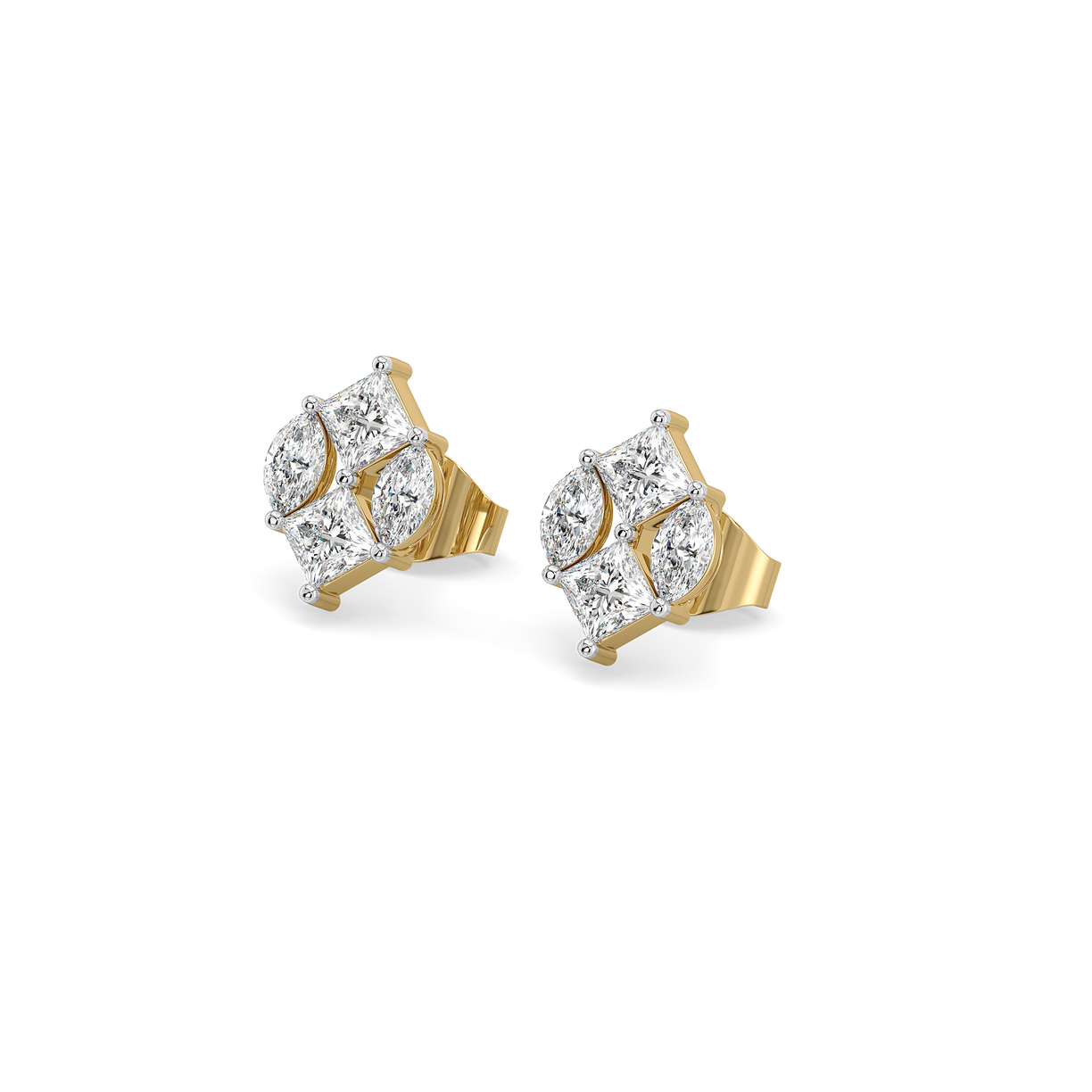 Queen’s Crown Studs - Pure Gold Lab Diamond Earrings