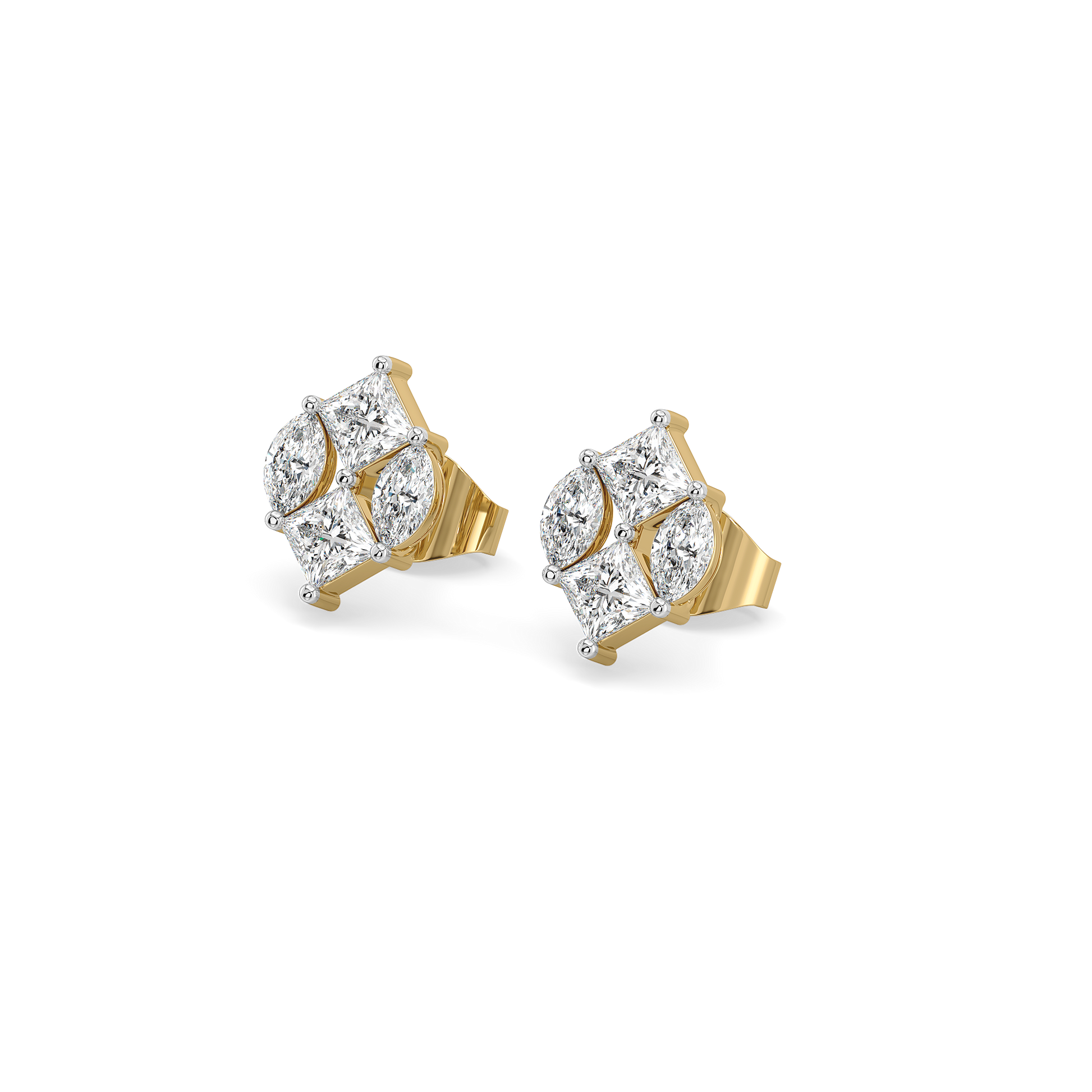 Queen’s Crown Studs - Pure Gold Lab Diamond Earrings