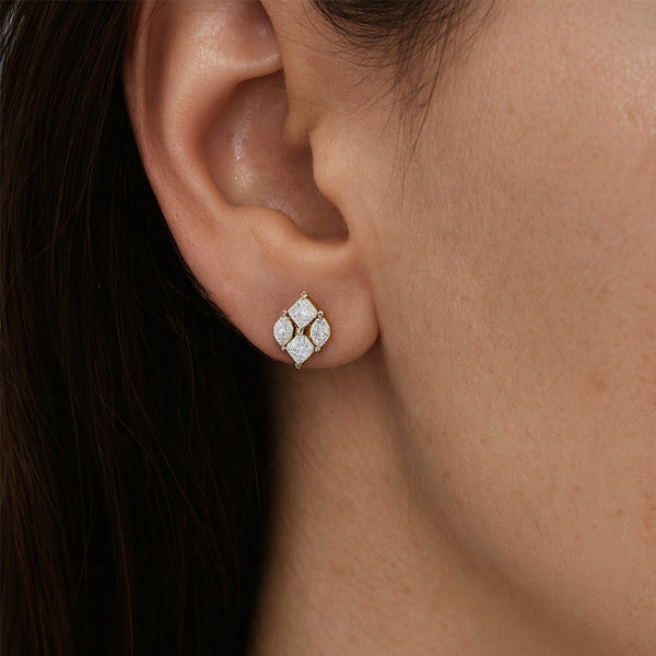 Queen’s Crown Studs - Pure Gold Lab Diamond Earrings