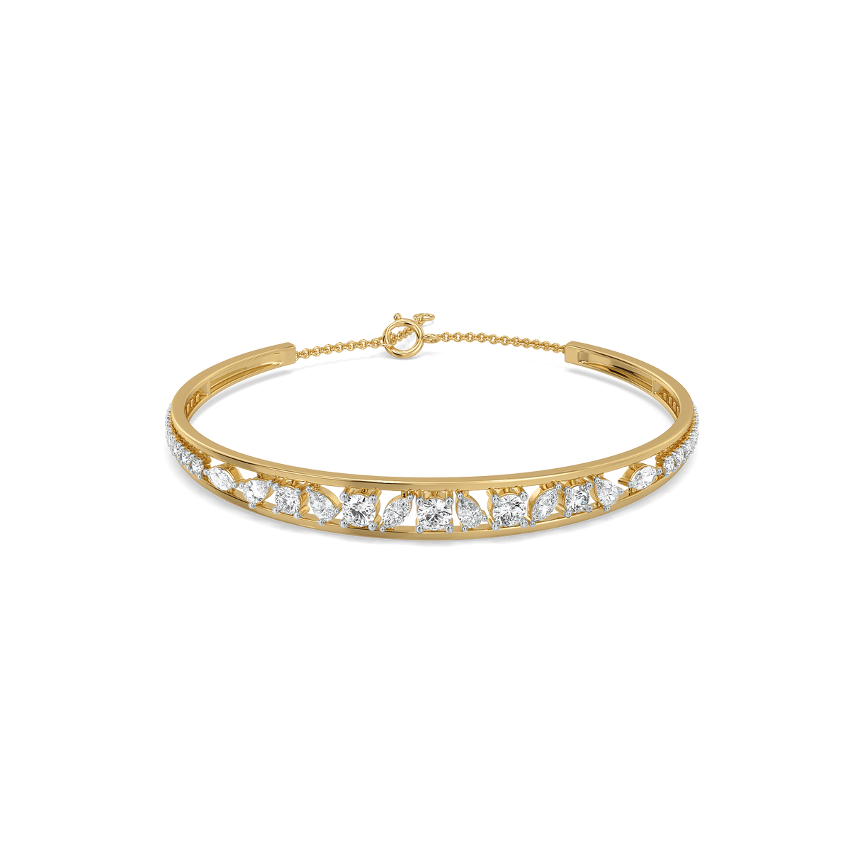 Symphony of Shapes  - Pure Gold Lab Diamond Bangle